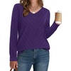 WIHOLL Sweaters for Women V Neck Casual Knit Long Sleeve Tops Lightweight Pullover Clothes Fall Fashion Outfits 2026(Purple)