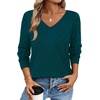 WIHOLL Sweaters for Women V Neck Casual Knit Long Sleeve Tops Lightweight Pullover Clothes Fall Fashion Outfits 2026(Teal)