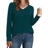 WIHOLL Sweaters for Women V Neck Casual Knit Long Sleeve Tops Lightweight Pullover Clothes Fall Fashion Outfits 2026(Teal)