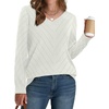 WIHOLL Sweaters for Women V Neck Casual Knit Long Sleeve Tops Lightweight Pullover Clothes Fall Fashion Outfits 2026(White)