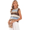 WIHOLL Tank Tops for Women Summer Lightweight Sweater Fashion Clothing Crew Neck T Shirts Cap Sleeve Business Casual Outfit(Brown Blue Stripes)