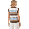 WIHOLL Tank Tops for Women Summer Lightweight Sweater Fashion Clothing Crew Neck T Shirts Cap Sleeve Business Casual Outfit(Brown Blue Stripes)