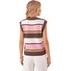 WIHOLL Tank Tops for Women Summer Lightweight Sweater Fashion Clothing Crew Neck T Shirts Cap Sleeve Business Casual Outfit(Brown Pink Stripes)