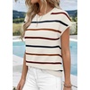 WIHOLL Womens Lightweight Sweater Spring Summer Fall Outfits Cap Sleeve Hollow Out Knit Fashion Clothing 2026(1-apricot Stripes)