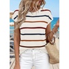WIHOLL Womens Lightweight Sweater Spring Summer Fall Outfits Cap Sleeve Hollow Out Knit Fashion Clothing 2026(1-apricot Stripes)
