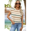 WIHOLL Womens Lightweight Sweater Spring Summer Fall Outfits Cap Sleeve Hollow Out Knit Fashion Clothing 2026(3-apricot Stripes2)