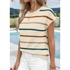WIHOLL Womens Lightweight Sweater Spring Summer Fall Outfits Cap Sleeve Hollow Out Knit Fashion Clothing 2026(3-apricot Stripes2)
