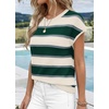 WIHOLL Womens Lightweight Sweater Spring Summer Fall Outfits Cap Sleeve Hollow Out Knit Fashion Clothing 2026(Apricot Green Stripes)