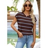WIHOLL Womens Lightweight Sweater Spring Summer Fall Outfits Cap Sleeve Hollow Out Knit Fashion Clothing 2026(Blue Brown Stripes)