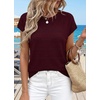 WIHOLL Womens Lightweight Sweater Spring Summer Fall Outfits Cap Sleeve Hollow Out Knit Fashion Clothing 2026(Burgundy)