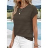 WIHOLL Womens Lightweight Sweater Spring Summer Fall Outfits Cap Sleeve Hollow Out Knit Fashion Clothing 2026(Chocolate Brown)