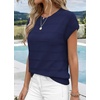 WIHOLL Womens Lightweight Sweater Spring Summer Fall Outfits Cap Sleeve Hollow Out Knit Fashion Clothing 2026(Dark Blue)