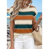 WIHOLL Womens Lightweight Sweater Spring Summer Fall Outfits Cap Sleeve Hollow Out Knit Fashion Clothing 2026(Green Orange Stripes)