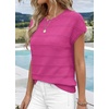 WIHOLL Womens Lightweight Sweater Spring Summer Fall Outfits Cap Sleeve Hollow Out Knit Fashion Clothing 2026(Hot Pink)