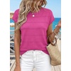 WIHOLL Womens Lightweight Sweater Spring Summer Fall Outfits Cap Sleeve Hollow Out Knit Fashion Clothing 2026(Hot Pink)