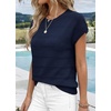 WIHOLL Womens Lightweight Sweater Spring Summer Fall Outfits Cap Sleeve Hollow Out Knit Fashion Clothing 2026(Navy Blue)