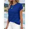 WIHOLL Womens Lightweight Sweater Spring Summer Fall Outfits Cap Sleeve Hollow Out Knit Fashion Clothing 2026(Royal Blue)