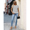 WIHOLL Womens Lightweight Sweater Spring Summer Fall Outfits Cap Sleeve Hollow Out Knit Fashion Clothing 2026(White Black Stripes)