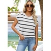WIHOLL Womens Lightweight Sweater Spring Summer Fall Outfits Cap Sleeve Hollow Out Knit Fashion Clothing 2026(White Black Stripes)