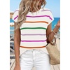 WIHOLL Womens Lightweight Sweater Spring Summer Fall Outfits Cap Sleeve Hollow Out Knit Fashion Clothing 2026(White Rainbow)