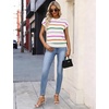 WIHOLL Womens Lightweight Sweater Spring Summer Fall Outfits Cap Sleeve Hollow Out Knit Fashion Clothing 2026(White Rainbow)