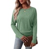 WIHOLL Womens Long Sleeve Shirts Ruched Hem Fall Tops Lightweight Sweaters(Bright Green)