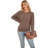 WIHOLL Womens Long Sleeve Shirts Ruched Hem Fall Tops Lightweight Sweaters(Chestnut Brown)