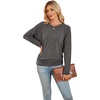 WIHOLL Womens Long Sleeve Shirts Ruched Hem Fall Tops Lightweight Sweaters(Dark Grey)