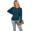 WIHOLL Womens Long Sleeve Shirts Ruched Hem Fall Tops Lightweight Sweaters(Navy Blue)