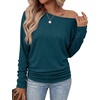 WIHOLL Womens Long Sleeve Shirts Ruched Hem Fall Tops Lightweight Sweaters(Navy Blue)