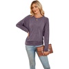WIHOLL Womens Long Sleeve Shirts Ruched Hem Fall Tops Lightweight Sweaters(Purple)