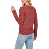 WIHOLL Womens Long Sleeve Shirts Ruched Hem Fall Tops Lightweight Sweaters(Red)