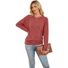 WIHOLL Womens Long Sleeve Shirts Ruched Hem Fall Tops Lightweight Sweaters(Red)