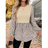 WIHOLL Women’s Long Sleeve Tunic Tops Crew Neck Babydoll Peplum Blouses Fall Fashion 2026(Apricot Floral)