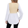WIHOLL Women’s Long Sleeve Tunic Tops Crew Neck Babydoll Peplum Blouses Fall Fashion 2026(Apricot White)