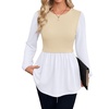 WIHOLL Women’s Long Sleeve Tunic Tops Crew Neck Babydoll Peplum Blouses Fall Fashion 2026(Apricot White)