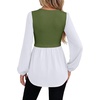 WIHOLL Women’s Long Sleeve Tunic Tops Crew Neck Babydoll Peplum Blouses Fall Fashion 2026(Army Green White)