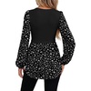 WIHOLL Women’s Long Sleeve Tunic Tops Crew Neck Babydoll Peplum Blouses Fall Fashion 2026(Black Floral)