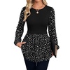 WIHOLL Women’s Long Sleeve Tunic Tops Crew Neck Babydoll Peplum Blouses Fall Fashion 2026(Black Floral)