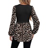 WIHOLL Women’s Long Sleeve Tunic Tops Crew Neck Babydoll Peplum Blouses Fall Fashion 2026(Black Leopard)