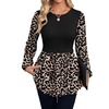WIHOLL Women’s Long Sleeve Tunic Tops Crew Neck Babydoll Peplum Blouses Fall Fashion 2026(Black Leopard)