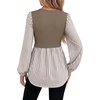 WIHOLL Women’s Long Sleeve Tunic Tops Crew Neck Babydoll Peplum Blouses Fall Fashion 2026(Coffee Striped)
