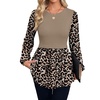 WIHOLL Women’s Long Sleeve Tunic Tops Crew Neck Babydoll Peplum Blouses Fall Fashion 2026(Khaki Leopard)
