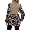 WIHOLL Women’s Long Sleeve Tunic Tops Crew Neck Babydoll Peplum Blouses Fall Fashion 2026(Khaki Leopard)