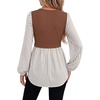 WIHOLL Women’s Long Sleeve Tunic Tops Crew Neck Babydoll Peplum Blouses Fall Fashion 2026(Rust Striped)