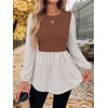 WIHOLL Women’s Long Sleeve Tunic Tops Crew Neck Babydoll Peplum Blouses Fall Fashion 2026(Rust Striped)