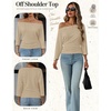 WIHOLL Women’s Off the Shoulder Sweater Boat Neck 3/4 Sleeve Pullover Knit Tops(Apricot)