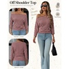 WIHOLL Women’s Off the Shoulder Sweater Boat Neck 3/4 Sleeve Pullover Knit Tops(Pink Striped)
