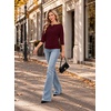 WIHOLL Women’s Off the Shoulder Sweater Boat Neck 3/4 Sleeve Pullover Knit Tops(Purplewine)