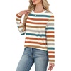 WIHOLL Womens Striped Long Sleeve Shirts Fall Outfits 2026 Color Block Tops Fashion Clothing Ribbed Crewneck Tee Blouses(A-orange Stripe)